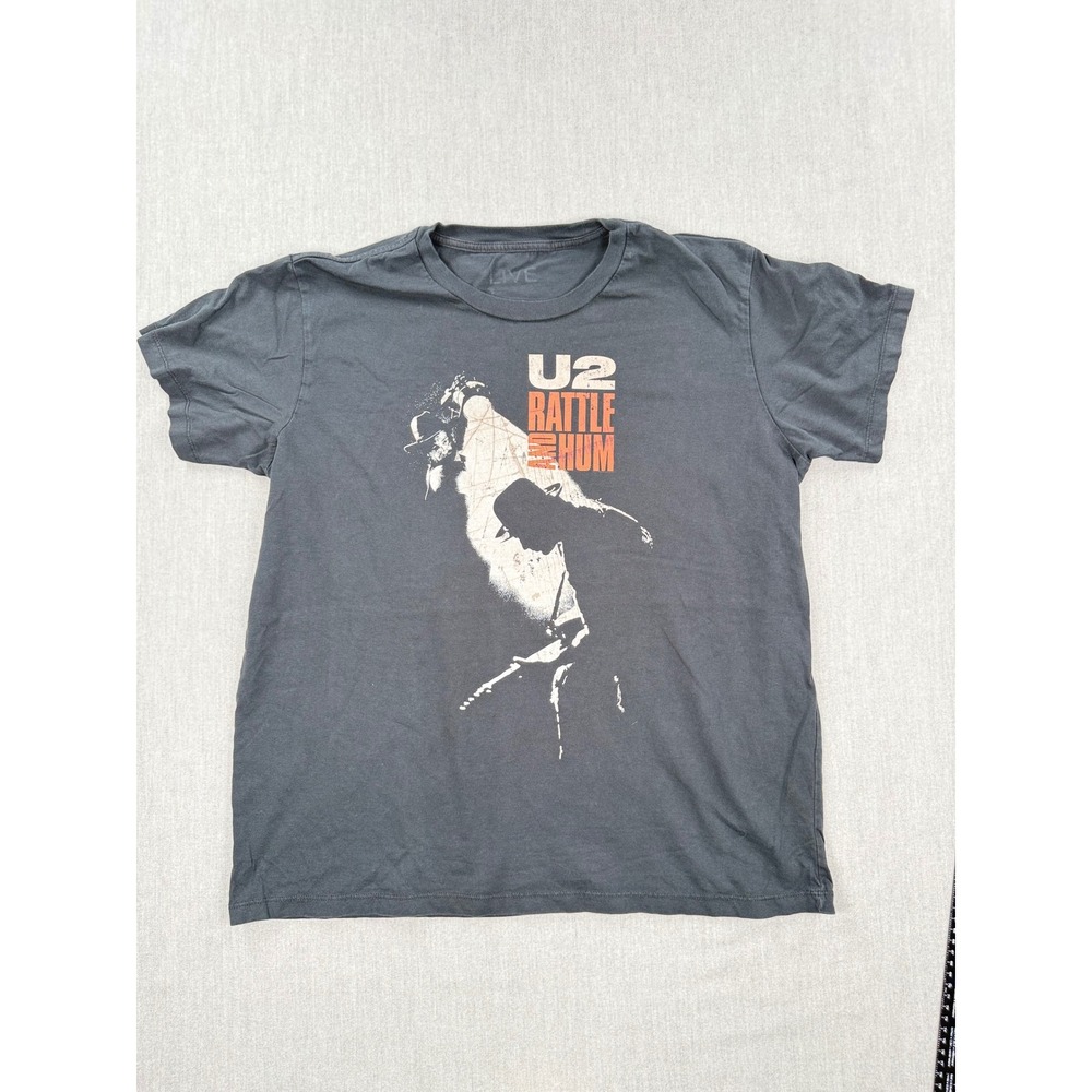 U2 Rattle and Hum Graphic T-Shirt Mens Charcoal Grey Live Nation Rock Band Tee